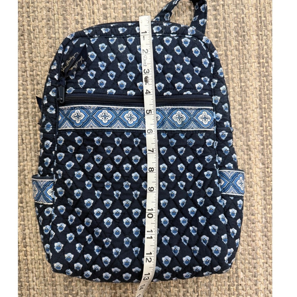 Vera Bradley Mini Backpack Navy Blue Quilted Floral Cotton Adjustable Straps - Picture 11 of 15